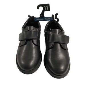 Kids Black Leather Memory Foam‎ Strap School Shoes Size 11